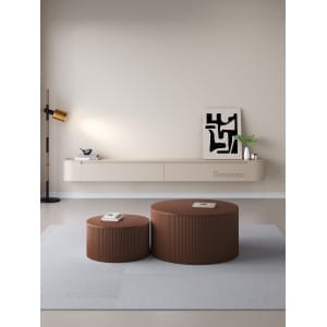Chic Curve Ronde TV Meubel 180cm – Zwevend – Japandi Beige