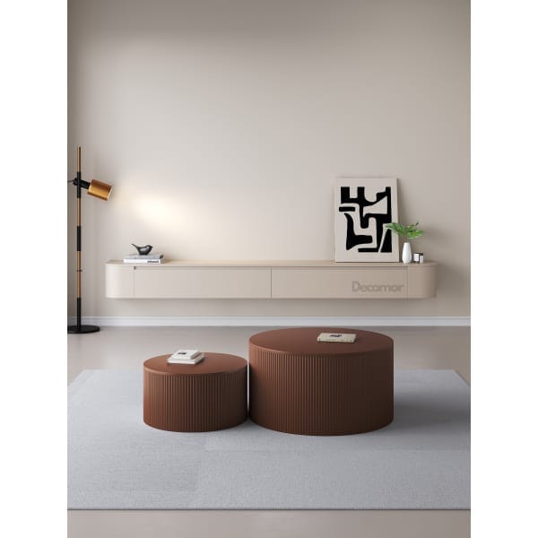 Chic Curve Ronde TV Meubel 180cm - Zwevend – Japandi Beige
