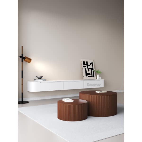 Chic Curve Ronde TV Meubel 240cm - Zwevend – Wit mat