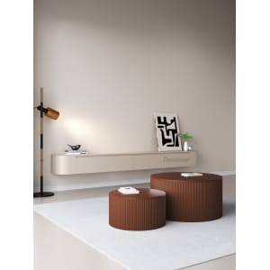 Chic Curve Ronde TV Meubel 180cm – Zwevend – Japandi Beige