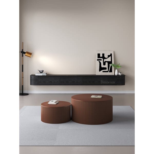 Chic Curve Ronde TV Meubel 180cm – Zwart Eiken – Black Ash