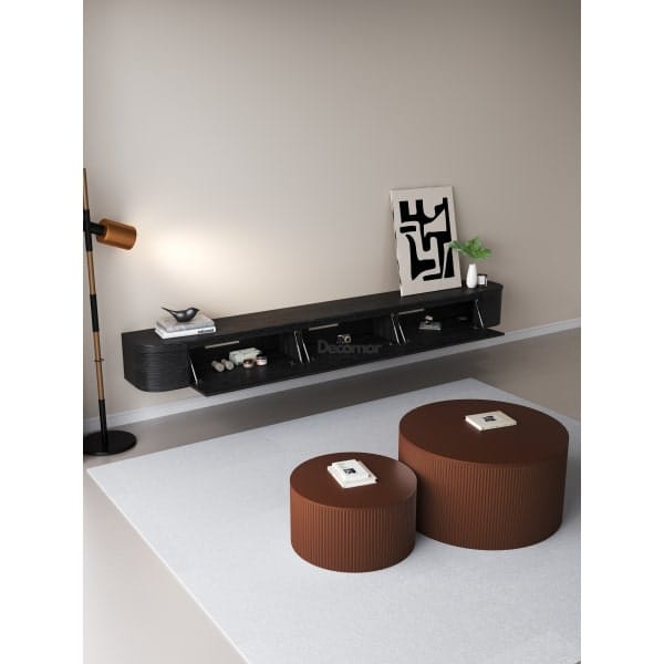 Chic Curve Ronde TV Meubel 240cm – Zwart Eiken – Black Ash