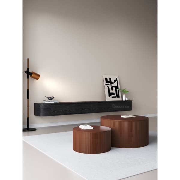 Chic Curve Ronde TV Meubel 240cm – Zwart Eiken – Black Ash