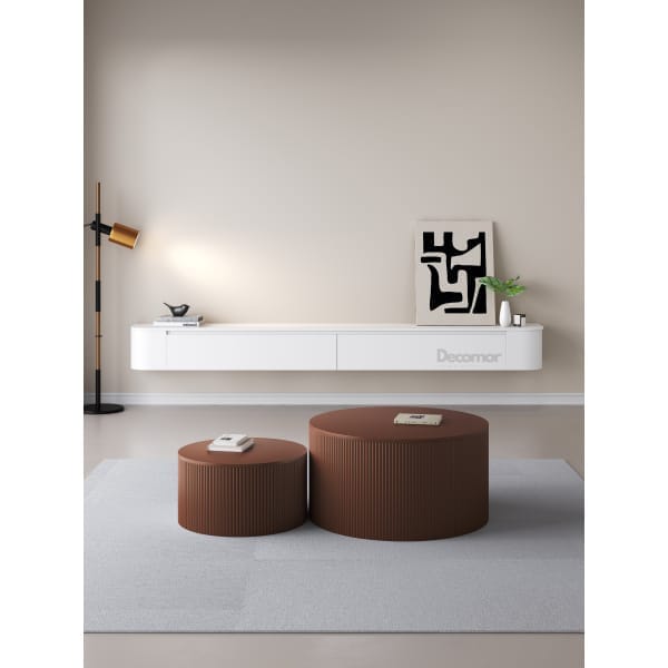 Chic Curve Ronde TV Meubel 180cm - Zwevend – Wit mat