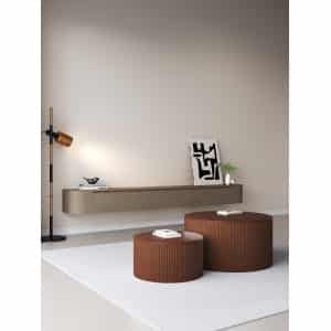 Chic Curve Ronde TV Meubel 180cm – Walnoot