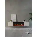 TV meubel met haard 280cm - Japandi Beige