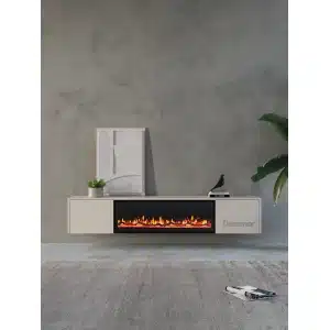 TV meubel met haard 280cm – Japandi Beige