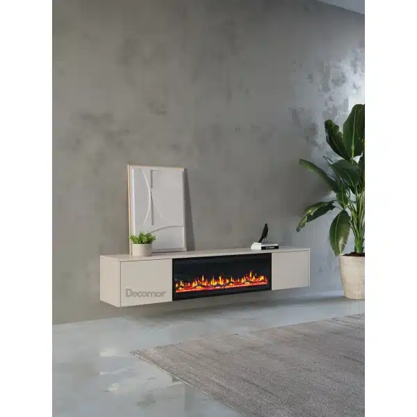 TV meubel met haard 280cm - Japandi Beige