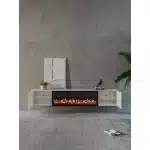TV meubel met haard 280cm - Japandi Beige