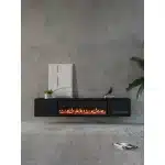 TV meubel met haard 280cm - zwart eiken
