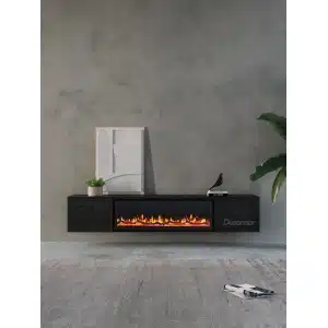 TV meubel met haard 280cm – zwart eiken