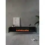 TV meubel met haard 280cm - zwart eiken